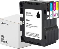4 Pack GC41 Sublimation Ink Cartridge Pigment Heat Transfer Compatible for Ricoh GC41 for Ricoh IPSiO SG3100 SG2100 SG2100L SG2010L SG3100SNW SG3110DN Aficio SG K3100DN Black Cyan Magenta Yellow