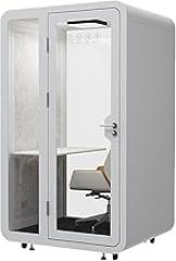 Office Sound Booth with Audio Privacy, Portable Soundproof Booth with Mobile Roller, Mobile Office Pod with 6500K LED Light, Fans & USB Ports, for Office, Library,53in