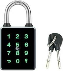 Combination Smart Padlock with Key Backup, Bluetooth Touchscreen Keypad Electronic Padlock App Controlled, Waterproof, 7.5mm Schackle Suitable for Gate Gym Warehouse Suitcase School,Fence