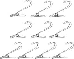 Milisten 20pcs Stainless Steel Clothes Clips with Hooks 11cm Metal Clothespins for Drying Socks and Clothes Household Laundry Hanging Clips