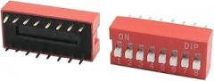 2Pcs Electronic Control electrical Component8 Position 2 Rows Slide Type DIP Switch Red