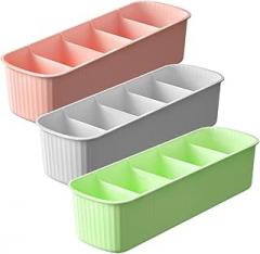 Milisten 3pcs Drawer Storage Box Set for Underwear Socks and Cosmetics Organizer, Wardrobe Clothes Storage Container with Compartments, Home Closet and Dresser Organizer