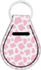AFPANQZ Pink Cow Print Car Keychain Lanyard Key Organizer with Metal Rings, Neoprene Chapstick Holder, Electronic Key Holder