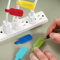 16 PCS Color Coded Cable Labels – Reusable Hook & Loop Cord Tags for Wire Organization, Electronics & Home Office Setup