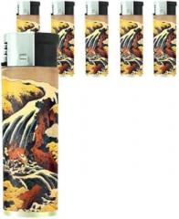 Japan Woodblock Autumn Leaves Butane Refillable Electronic Lighter Set of 5 Pieces D-164