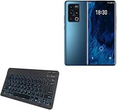 BoxWave Keyboard Compatible with Meizu 18s Pro - SlimKeys Bluetooth Keyboard - with Backlight, Portable Slim LED 7 Colors - Jet Black