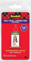 Scotch Self-Sealing Laminating Pouches, 2.8 x 4.5 Inch Luggage Tag Size, 5-Pack – No Machine Needed, Clear, Photo Safe