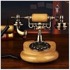 Retro Telephone Vintage Telephone Landline European Telephone Home Wired Retro Old Telephone American Antique Button Hands-Free Leather Rope Electronic Mechanical Double Ringtone