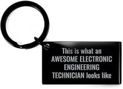 Generic This Is What An Awesome Electronic Engineering Technician Looks Like Keychain For Him Her Coworker Colleague Christmas Birthday Gift Key Chain, Small, Black