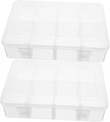 2pcs Clear Plastic Bead Organizer Box with Detachable Dividers Storage Container for Jewelry Snacks Electronics and Small Components