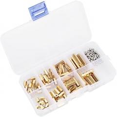 120pcs Brass Spacer Screw Nut Assortment Kit for Electronics Easy to Install Compartmentalized Storage Box Material for Various Needs