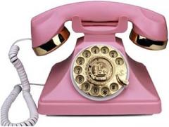 Qdid Corded Telephone Rotary Dial Disc Retro Telephone in The Sinuous Style of The 1920s with Modern Electronic Bell (Color : Pink)