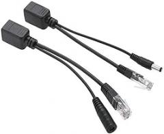 2 Pair PoE Adapter Cable RJ45 Passive PoE Injector and PoE Splitter Kit with 5.5x2.1 mm DC Connector Passive Power Over Ethernet 12v Synthesizer Separator Combiner Black