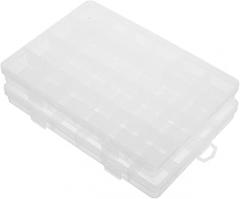 NUOBESTY 2pcs Plastic Storage Boxes Dividers Bead Holder Jewelry Craft Electronic Small Parts Organizer