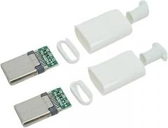 fengpeng Type C USB 3.1 24 Pin Male Plug Welding Connector Adapter with Housing Type-C Charging Plugs Data Cable Accessories Repair(2pcs White)