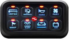 8 Gang Switch Panel, 12-24V Electronic Fuse System, for Car Truck Car Offroad UTV SUV Boat, with Harness and Label Sticker(Blue)