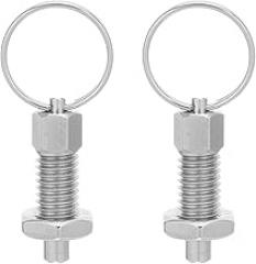 2pcs Stainless Steel Spring Loaded Plunger Knob - M8 Plunger Pin with Pull Ring - Locking Index Pin for Mechanical Equipment Fastening & Repair Silver