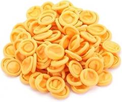 100-Pack Non-Slip Latex Finger Cots, Disposable Rubber Finger Protectors for Electronics Repair, Nail Art, Jewelry Cleaning, and Assembly, White(Yellow)