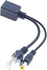 RJ45 Female to RJ45 Male+5.5x2.1mm Male/Female 12V Power Over ethernet PoE Injector and PoE Splitter kit (5.5x2.1 Male-Black)