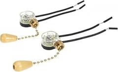 HOMSFOU 2pcs Golden Pull Chain Light Switch for Ceiling Wall Lamps Easy to Install Lightweight Control for Convenient Manual Operation Pack for Home Lighting