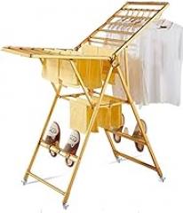 Folding Metal Drying Rack - Wing Type, Indoor/Outdoor Clothes Drying Stand, Space-Saving & Sturdy, Gold Finish for Efficient Laundry Drying