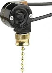 NTE Electronics 54-539 Steel Pull Chain Switch with Rope Cord, Single Pole, SPST Circuit, ON-Off Action, Black Nylon 66 Cover, 6 Amp, 125V