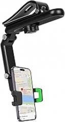 360° Rotatable Car Sun Visor Phone Holder, Portable Retractable Automotive Cell Phone Mount, Universal Vehicle Visor Electronic Device Holder (Green)