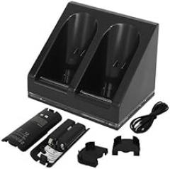 OSTENT Charger Dock Station + 2 Battery Packs for Nintendo Wii Remote Controller Color Black