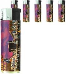 Vintage Las Vegas Strip Lighters S4 Set of 5 Electronic Flame Cigarette Smoking