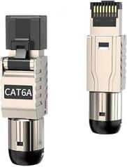 RJ45 Cat8 Cat7 Cat6A Connector RJ45 Metal Tool-Free Easy Termination 2000MHz 40G LAN Cable 22AWG - 24AWG(CAT6A Connector)