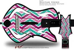 Zig Zag Teal Pink Purple Decal Style Skin - fits Warriors Of Rock Guitar Hero Guitar (GUITAR NOT INCLUDED)