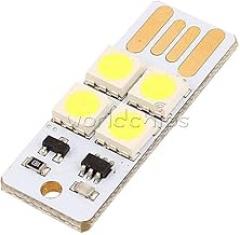 Electronic Components 2pcs Pocket Mini USB Touch Switch 4LED Night Light Bulb Card Lamp Keychain White