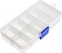 Component Storage Box - Plastic Adjustable 10 Grids Electronic Component Containers Tool Boxes Clear White 130x70x22mm Pack of 4