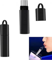 Black Mini Type-C USB Lighter Slim, Windproof, Keychain Design with Tungsten Coil Electric Lighter