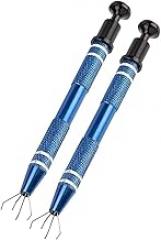 2PCS 4 Claws Jewelry Bead Holder Grasping Pick Up Tool, Prongs Pearl Grabber, Electronic Component Catcher Tweezers, for Small Parts Making Jeweler Metal Tiny Objects Precision IC Chips