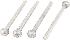New Lon0167 4 Pcs Featured Silver Tone Alloy reliable efficacy drill hole Round Ball Shaped Head Diamond Mounted Point Grinder 2.35mm x 6mm(id:699 da 50 4c8)