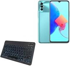 BoxWave Keyboard Compatible with Tecno Spark 8P - SlimKeys Bluetooth Keyboard - with Backlight, Portable Slim LED 7 Colors - Jet Black