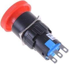 Electronic Component 16mm Red Mushroom Emergency Stop E-Stop Switch 3 Pins Emergency Stop Push Button Switch No+Nc Dc 30V 5A Ac 250V 3A