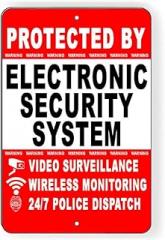 Protected Electronic Security System Video Surveillance Metal Sign 8 x 12 Inches