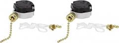 Aspen Creative 21306-2 3 Speed Ceiling Fan Light Switch with Pull Chain, Polished Brass, 2 Pack 3 2