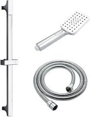 Chrome Brushed Matte Black Gray Sliding Manual Shower Sliding Rod Connector 3-Function Handheld Hose Bathroom Accessories(Chrome A 3 Pcs Set)