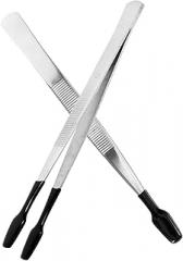 TEHAUX 2pcs Stamps Collector Tweezers Multi-function Flat and Curved Tips for Jewelry Electronics Crafts and Hobby Use