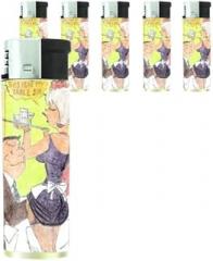 Sexy Rude Vintage Waitress Double-Sided Butane Refillable Electronic Lighter Set of 5 Pieces D-197