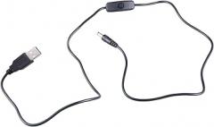 USB to DC5.5x2.1mm Power Cable Cord with Convenient Switching Button for 5V Electronic Devices 100cm Long Black