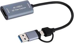 2K Video Captures Card USB+Type C to HDTV Video Grabbers Recorder for Game Camcorder Camera Live Streaming