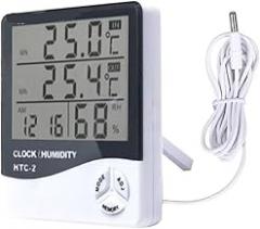 HTC-2 LCD Electronic Digital Temperature Humidity Meter Indoor and Outdoor Display with Clock