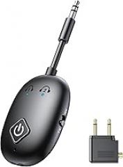 Bluetooth 5.3 Transmitter Receiver for Airplane TV, 2 in 1 Wireless Bluetooth Adapter for Airplane or Wireless Headphones Dual Pairs, 3.5mm Aux Adapter for Flight TV Gym Car/Home Stereo