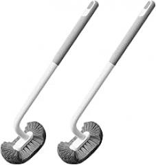 Milisten 2pcs Toilet Cleaning Brush Set with Long Curved Handle and Soft Bristles, Wall-Mounted Hanging Bathroom Brush for Deep Scrubbing and Corner Cleaning, Gray