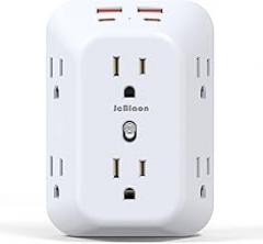 Multi Plug Wall Outlets, 6-Port Outlet Extender with 4 Charging USB Ports (2 USB A, 2 USB C), 4 Sided 1050J Surge Protector Power Strip Wall Plug Adapter Reserved for Home Travel and Office use