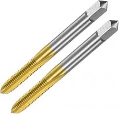 2pcs Metric Thread Tap M6x1 Straight Flute Ti-Coated High Speed Steel 6542